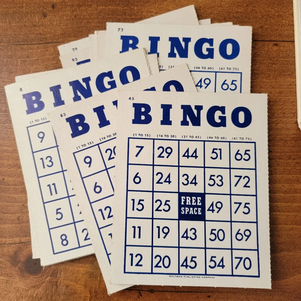 Vintage 1960's Bingo Cards Whitman Publishing Company Lot Of 15 Blue & Cream - Picture 1 of 10